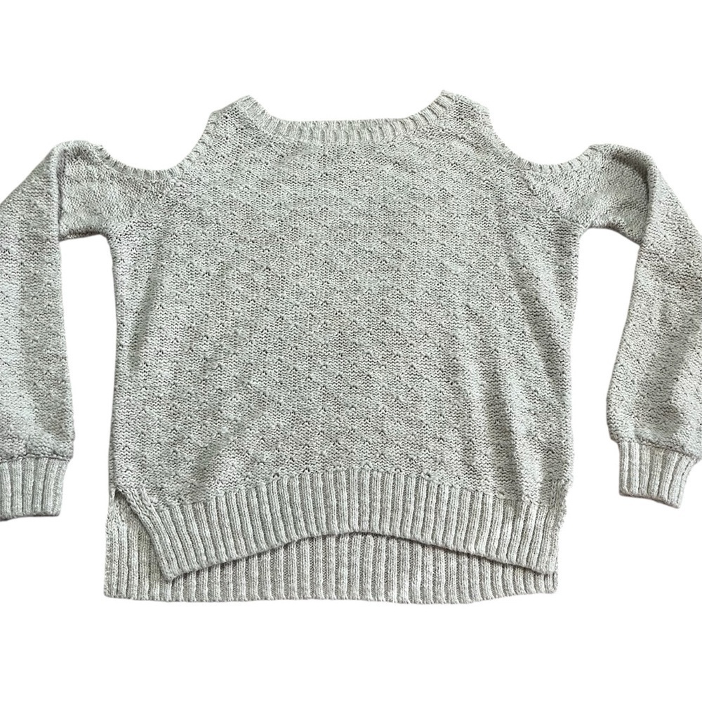 Hollister Women's Oatmeal Cold Shoulder Sweater Size Small Y2K 2000s